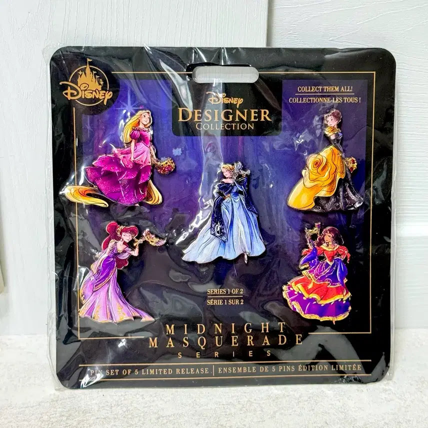 [BUNJANG] Disney Princess Midnight Masquerade Pin Set (5 Types) + Mask Pin Set (5 Types) / 디즈니 프린세스 미드나잇 마스커레이드 핀뱃지 5종세트 + 가면 핀뱃지 세트