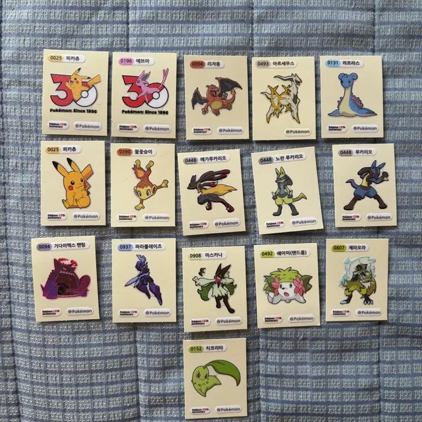 [BUNJANG] Pokemon 30th Anniversary Sticker Bundle Set / 포켓몬스터 30주년 띠부실 일괄 16장