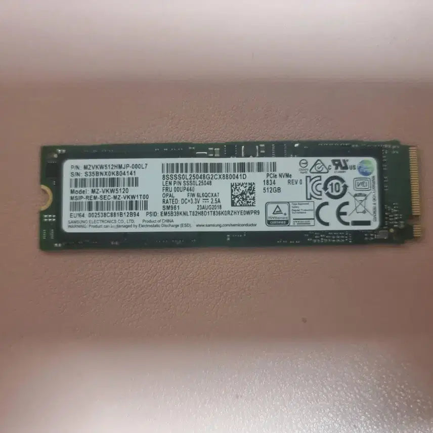 [BUNJANG] Samsung SM961 512GB NVMe SSD / 삼성 sm961 512gb ssd (960pro의 oem)(서버용강추)