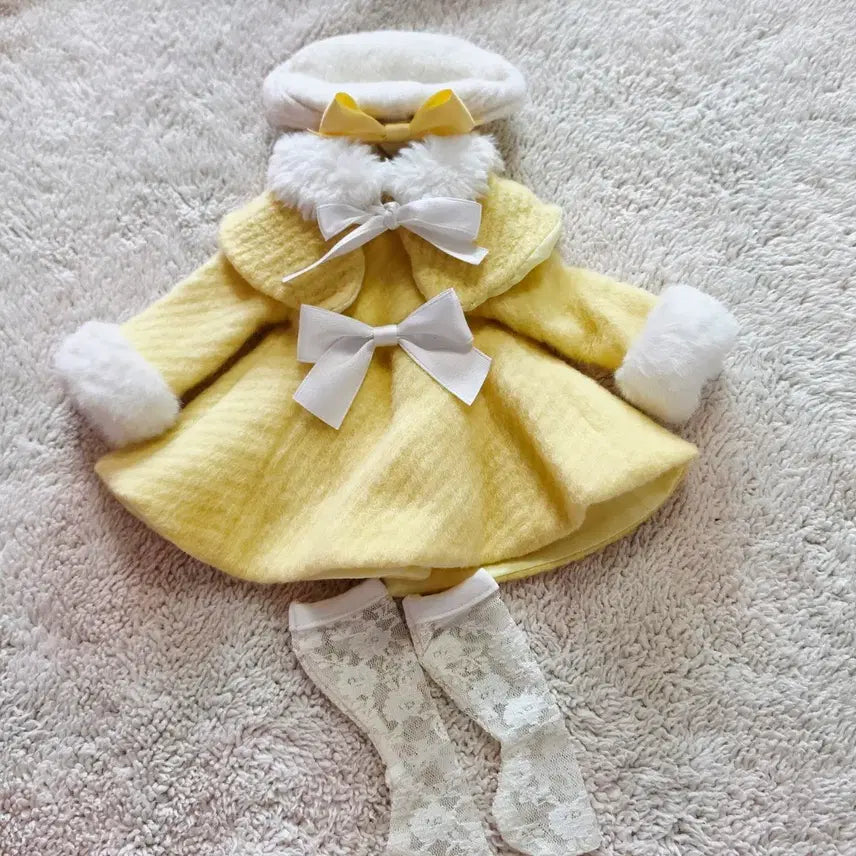 [SOLD OUT] 베이비돌 인형 옷 옐로우 코트 베레모  세트
