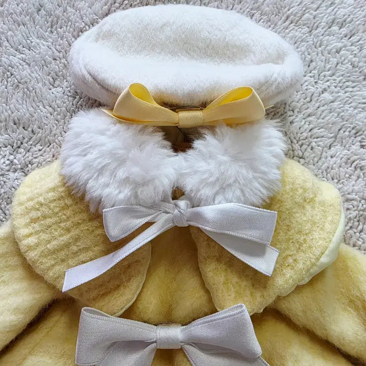 [SOLD OUT] 베이비돌 인형 옷 옐로우 코트 베레모  세트
