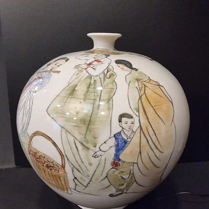 [BUNJANG] Artist Signed Minwha Maebyeong Vase / 작가 민화 매병