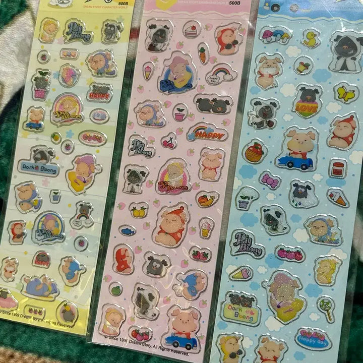 [BUNJANG] Orange Story Pig Pong Hologram Sticker Bundle Set / 고전문구 오렌지스토리 피그뽕 피그뿡 홀로그램 스티커 일괄