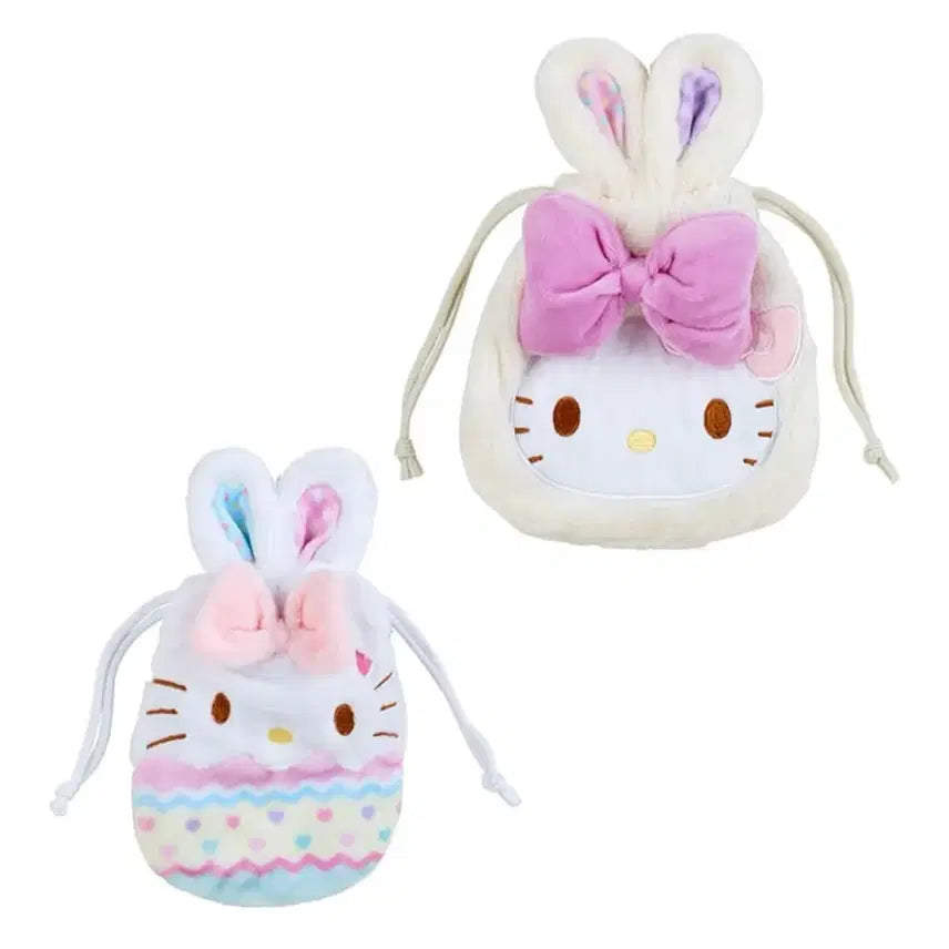 [BUNJANG] Sanrio Easter Rabbit Series Hello Kitty Drawstring Pouch Set / 미개봉새상품 일본정품 산리오 이스터래빗시리즈 부활절 키티 복조리 파우치