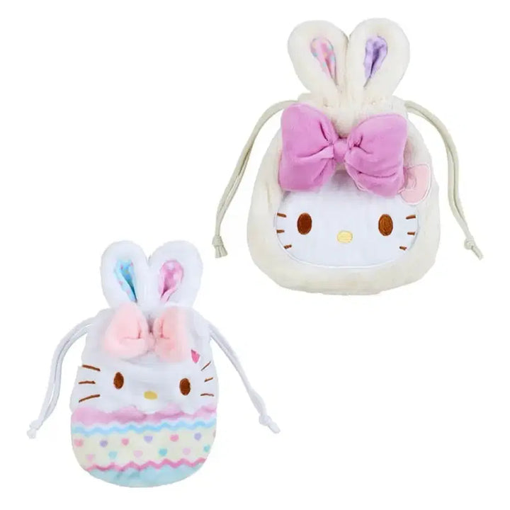 [BUNJANG] Sanrio Easter Rabbit Series Hello Kitty Drawstring Pouch Set / 미개봉새상품 일본정품 산리오 이스터래빗시리즈 부활절 키티 복조리 파우치