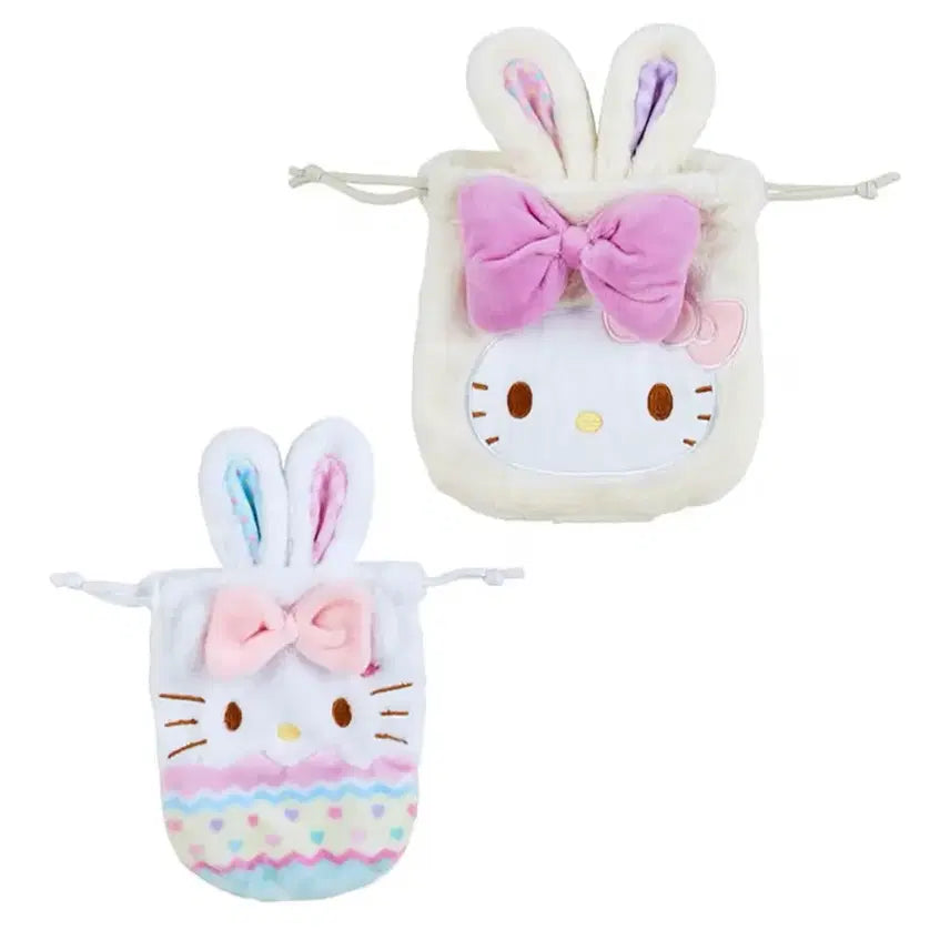 [BUNJANG] Sanrio Easter Rabbit Series Hello Kitty Drawstring Pouch Set / 미개봉새상품 일본정품 산리오 이스터래빗시리즈 부활절 키티 복조리 파우치