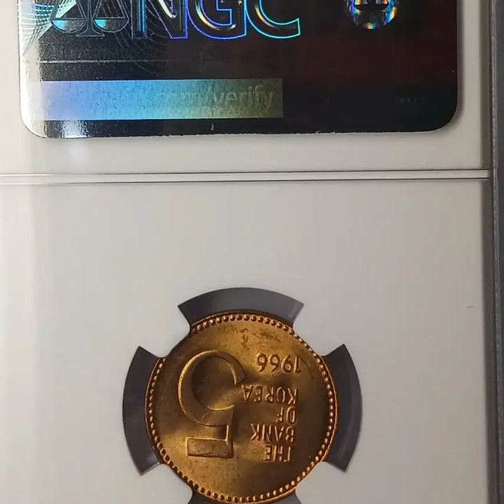 [BUNJANG] 1966 South Korea 5 Won Copper Coin NGC MS 65 / 한국은행 초년도  1966년  5원  적동화   * NGC MS 65 *