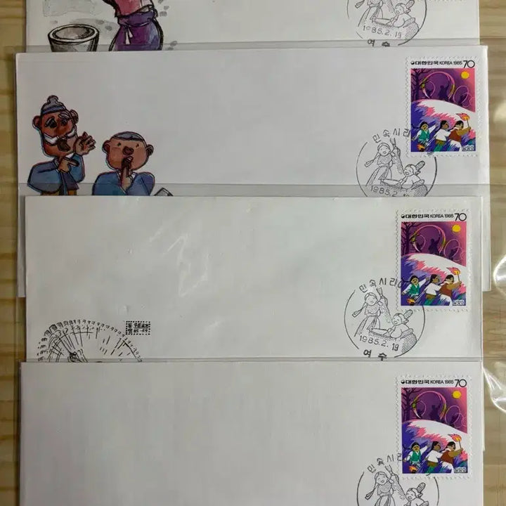 [BUNJANG] Korean Folk Series 1st Edition Stamp Collection / 민속시리즈1집, 1985.02.10, 까세3종, 백봉1종, 초일봉피