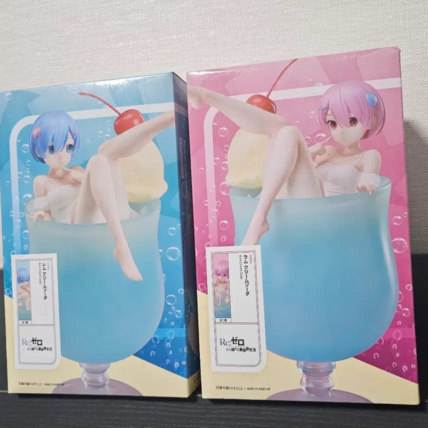 [BUNJANG] Re:Zero Ram &amp; Rem Cream Soda Figure (Sealed) / Re 제로부터 렘 람 크림소다 피규어