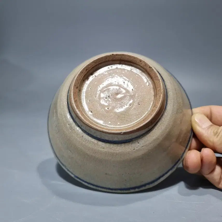 [BUNJANG] Goryeo Style Celadon Tea Bowl Antique (Diameter 13.7cm / Height 5cm) / 청화선문 골동품 다완 (지름 13.7cm / 높이 5cm)