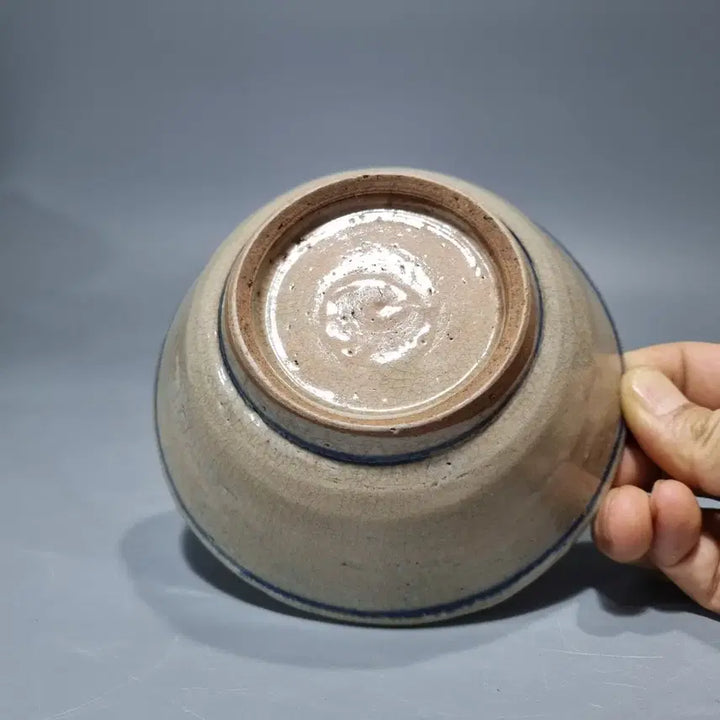 [BUNJANG] Goryeo Style Celadon Tea Bowl Antique (Diameter 13.7cm / Height 5cm) / 청화선문 골동품 다완 (지름 13.7cm / 높이 5cm)
