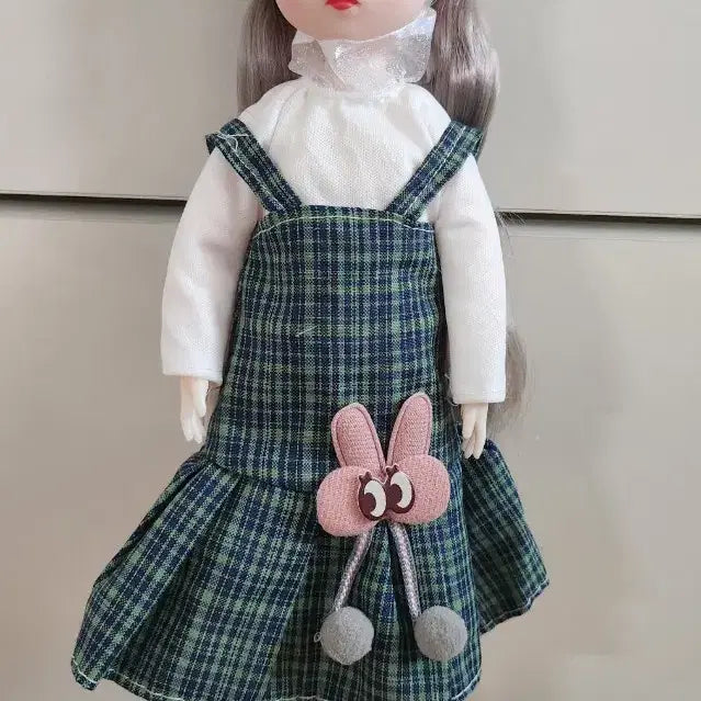 [BUNJANG] Ball Jointed Doll with Silver Hair and Overalls Skirt / 구체관절인형