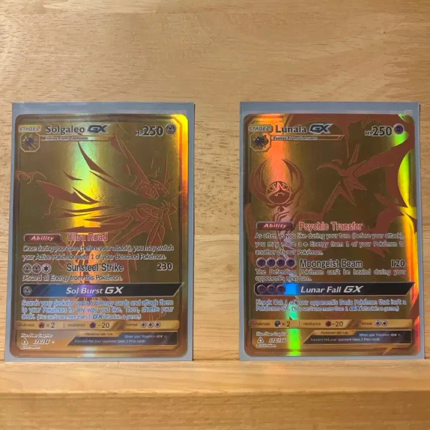 [BUNJANG] Solgaleo / Lunala GX Gold Card / 포켓몬 카드 솔가레오/루나아라 GX 골드