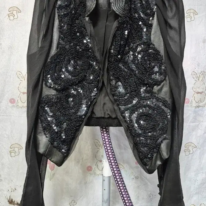 [BUNJANG] Sequin and Lambskin Mix Short Jacket / 오브제  (스팽글+ 양가죽) 숏   자켓