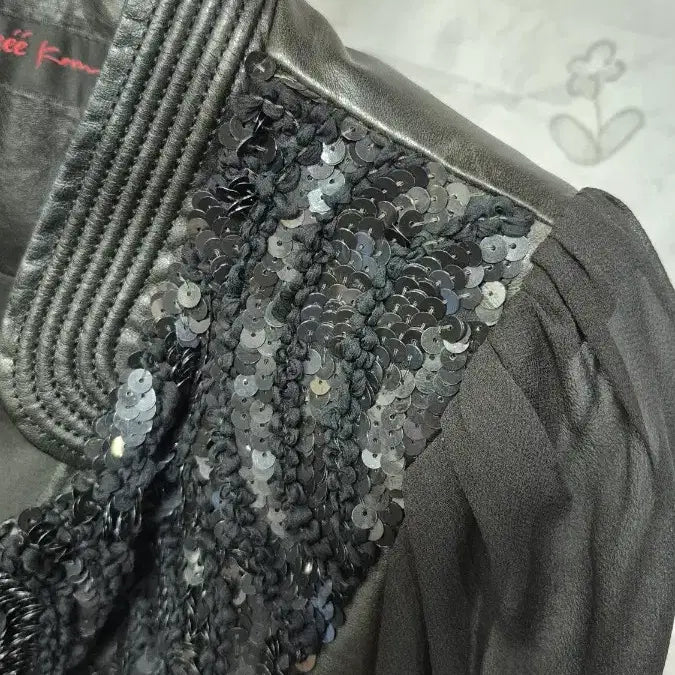 [BUNJANG] Sequin and Lambskin Mix Short Jacket / 오브제  (스팽글+ 양가죽) 숏   자켓
