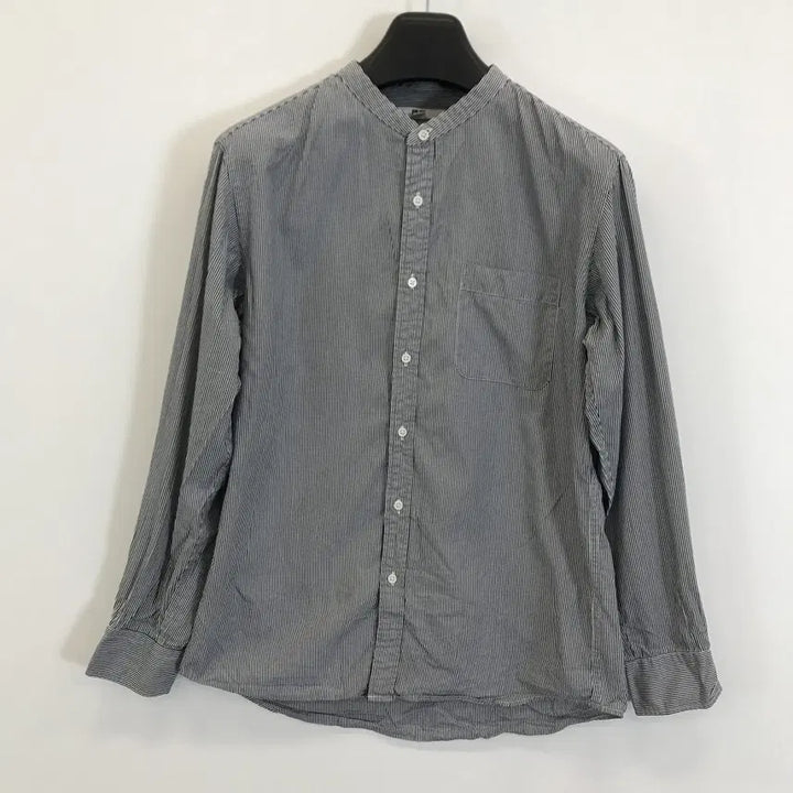 [BUNJANG] Uniqlo Striped Stand Collar Henley Shirt / 유니클로 헨리넥 스탠드카라 스트라이프셔츠 [L]