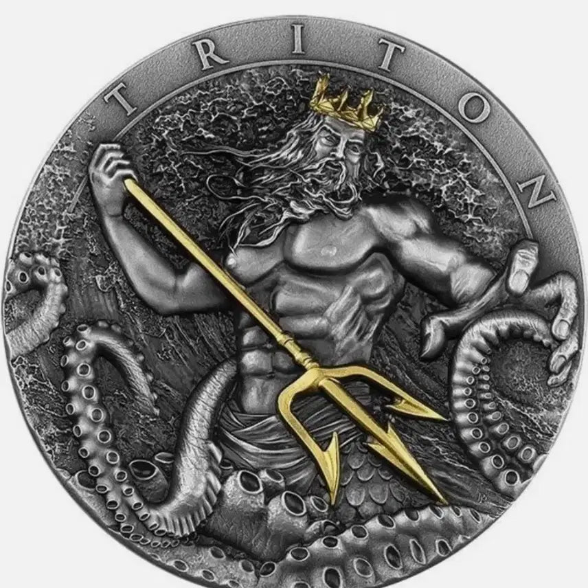 [BUNJANG] Triton High Relief Antique Relief 2oz 99.9% Silver Coin / 트리톤 조각상 하이릴리프 엔틱 고부조 2온스 999% 실버