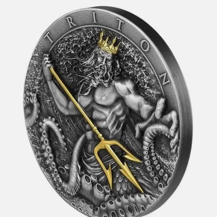 [BUNJANG] Triton High Relief Antique Relief 2oz 99.9% Silver Coin / 트리톤 조각상 하이릴리프 엔틱 고부조 2온스 999% 실버