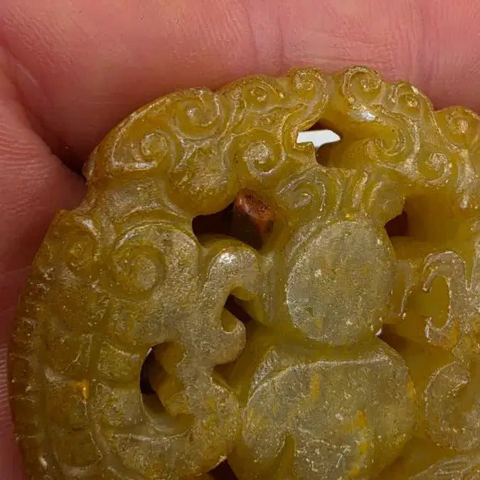 [BUNJANG] Gogok &amp; Gangok Twin Dragon Figure Jade Carving / 고옥에강옥 쌍용인물옥 0527