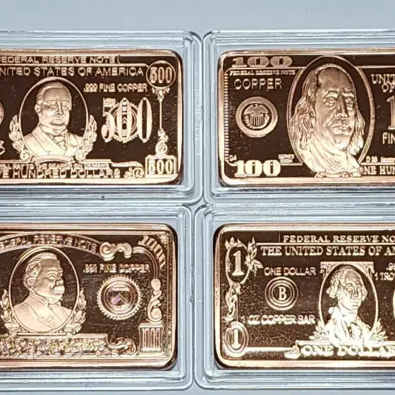 [BUNJANG] Copper Bar Dollar Design Set (4 pieces) / 구리바  각 1온스 달러 디자인           (4개 1세트)