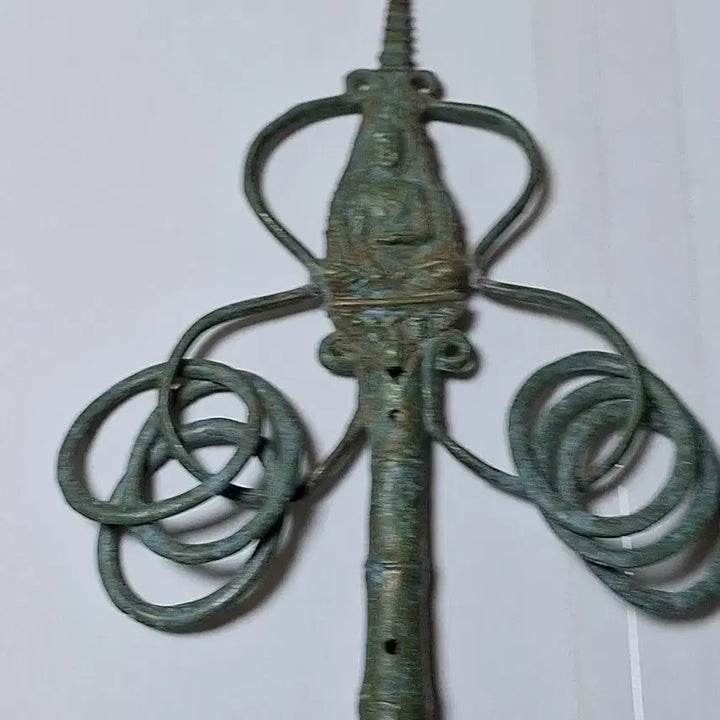 [BUNJANG] Bronze Staff Ornament with Buddha and Pagoda / 큰스님 동으로된 지팡이 장신구