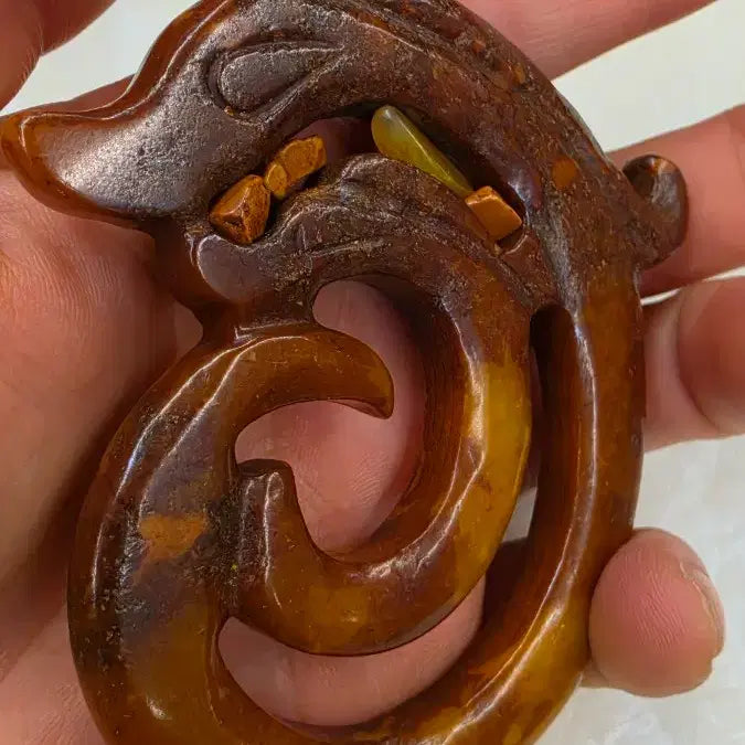 [BUNJANG] Hongshan Culture Jade Dragon with Child Antique / 고옥에강옥 홍산문화옥 시룡어미와자식 0527