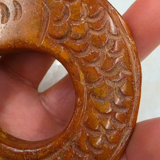 [BUNJANG] Gogaeganggok Circular Dragon Pattern Red Jade Ornament / 고옥에강옥 원형 용문홍옥 0527