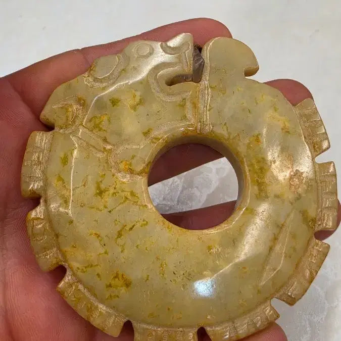 [BUNJANG] Hwajeonok Yongmun Jade Pendant / 고옥에강옥 화전옥 용문 옥패 0527