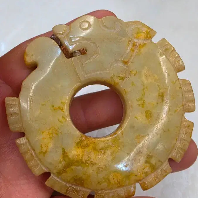 [BUNJANG] Hwajeonok Yongmun Jade Pendant / 고옥에강옥 화전옥 용문 옥패 0527