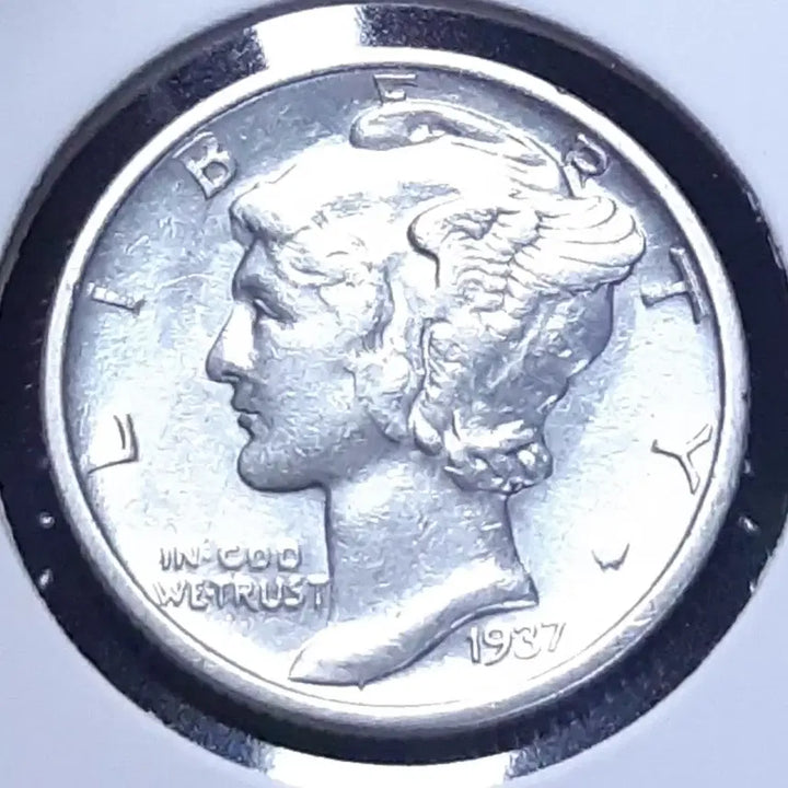 [BUNJANG] 1937 Mercury Dime Silver Coin / [은화] 미국 준미사용 1937년s 머큐리다임 은화.외국주화 주화 화폐