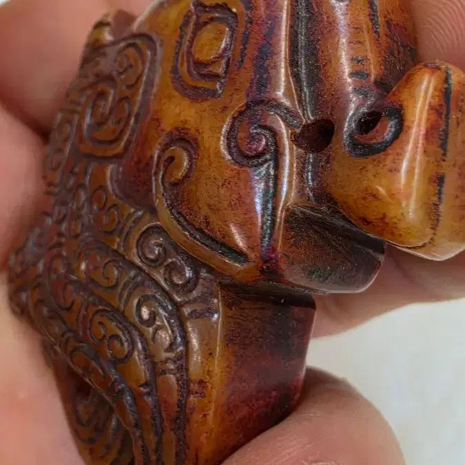 [BUNJANG] Hongshan Culture Ancient Elephant Jade Carving / 고옥에강옥 홍산문화옥 고대코끼리옥 0527