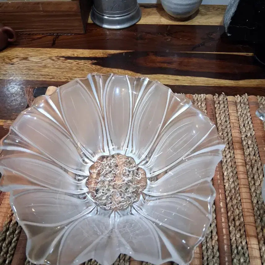 [BUNJANG] American-Made Floral Glass Dessert Bowl Salad Bowl / 미국제조 꽃모형 다식 쌜러드 볼