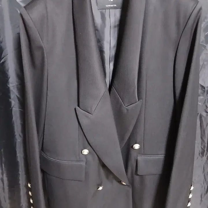 [BUNJANG] Gangjame Black Double Button Blazer Jacket / 강자매 블랙 더블 버튼 블레이저 자켓