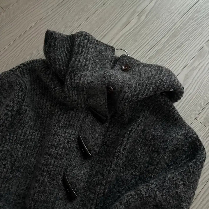 [BUNJANG] Two-Way Charcoal Gray Cropped Knit Off-Shoulder Sweater / 투웨이 차콜 그레이 도톰 반크롭 니트 오프숄더 하이넥 가능