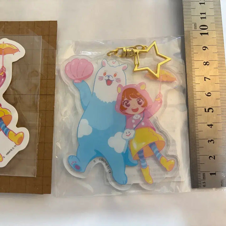 [BUNJANG] Aikatsu! Akari &amp; Yuzuruko Acrylic Keyring + Big Sticker Set / 아이카츠 아카리&amp;오오조랏코 아크릴 키링+빅 스티커
