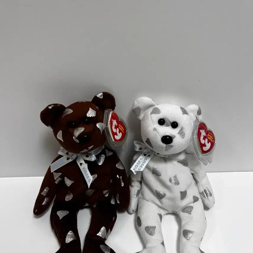 [BUNJANG] TY Kisses Bear Plush Set (Brown/White) with Tags / TY 키세스 베어 티와이 베어 곰돌이 인형 2종 세트 택있음 상태좋음