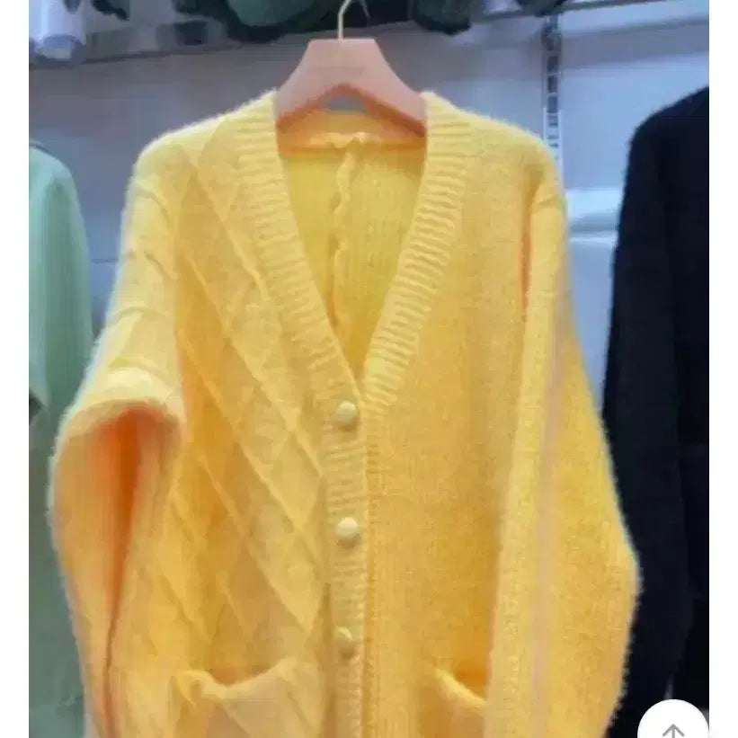 [BUNJANG] Angora Fur V-Neck Knit Sweater Cardigan / 앙고라 퍼 스웨터 가디건 브이넥 니트