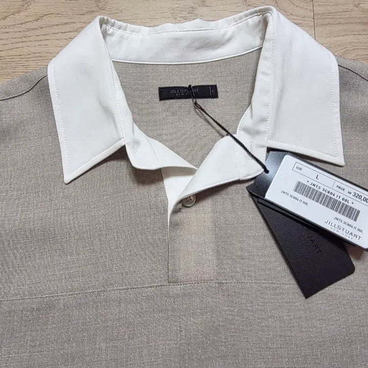 [BUNJANG] JILLSTUART NEW YORK Linen Blend Collar T-Shirt Beige L (105) / 질스튜어트뉴욕 린넨 혼방 카라 티셔츠 L 105 정가 32만원 베이지
