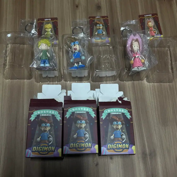 [BUNJANG] Digimon Wooden Doll Keychain Set (Matt, Tai, Mina) / 디지몬 목각 인형 키링(매튜 태일 미나) 일괄