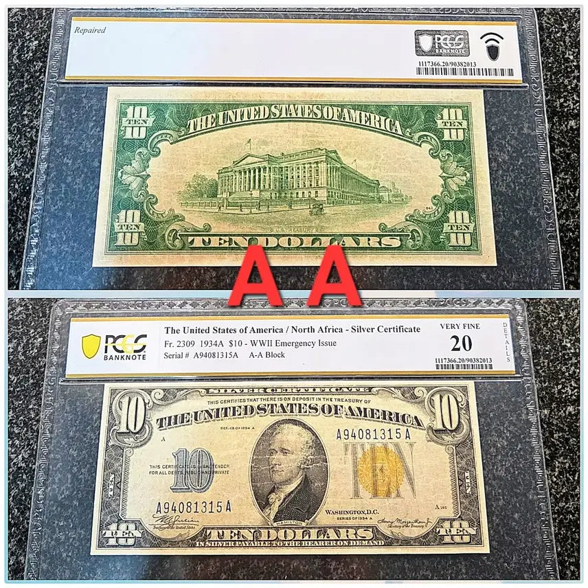 [BUNJANG] USA 1934 Yellow Seal $10 Bill / *상품번호-가1213*미국1934년 AA권 Yellow Seal 10$