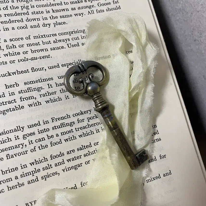 [BUNJANG] Antique Brass Skeleton Key with Lace String / 엔틱 빈티지 열쇠(레이스끈포함)