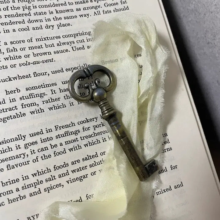 [BUNJANG] Antique Brass Skeleton Key with Lace String / 엔틱 빈티지 열쇠(레이스끈포함)