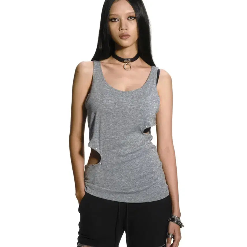 [BUNJANG] CUT OUT STUD SLEEVELESS TOP / 이양 CUT OUT STUD SLEEVELESS TOP 컷아웃 슬리브리스
