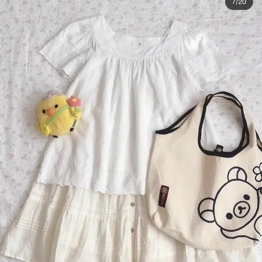 [BUNJANG] Vintage Mori Kei White Punch Lace Blouse / 빈티지 모리걸 하구미 모리노가토 대대장 대장 화이트 펀칭 레이스 블라우스
