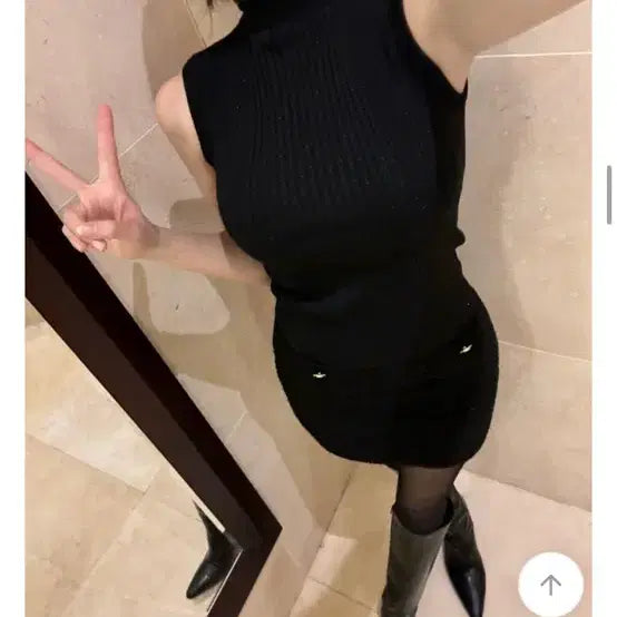 [BUNJANG] Black Turtleneck and Skirt Set / 폴라+스커트 set