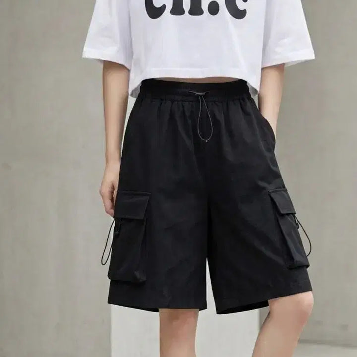 [BUNJANG] Unisex Oversized Short Cotton T-shirt + Cargo Set / 새상품 오버핏숏면티+카고세트 (남여공용)