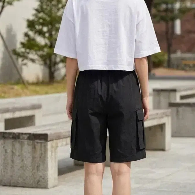 [BUNJANG] Unisex Oversized Short Cotton T-shirt + Cargo Set / 새상품 오버핏숏면티+카고세트 (남여공용)