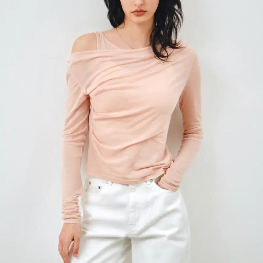 [BUNJANG] Montdol Layered T-shirt Peach Pink / 몽돌 레이어드 티셔츠 피치핑크
