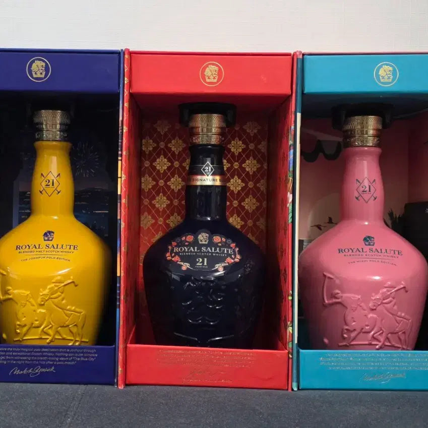 [BUNJANG] Royal Salute 21 Year Old 3 Type Set Empty Bottles with Cases / 로얄살루트 21년산 3종 세트 공병