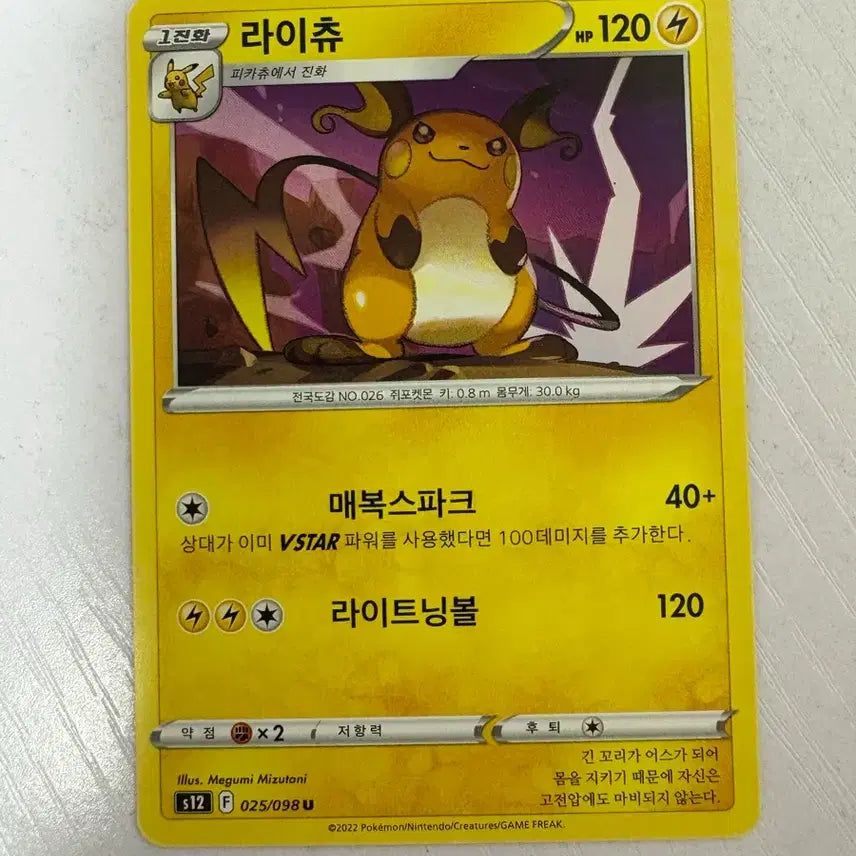 [BUNJANG] Cute Pikachu Pokemon Card Raichu / [귀여운 포켓몬카드] 라이츄